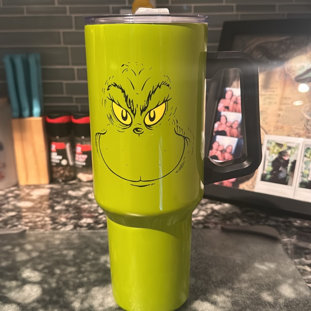 Grinch Green Tumbler with Handle
